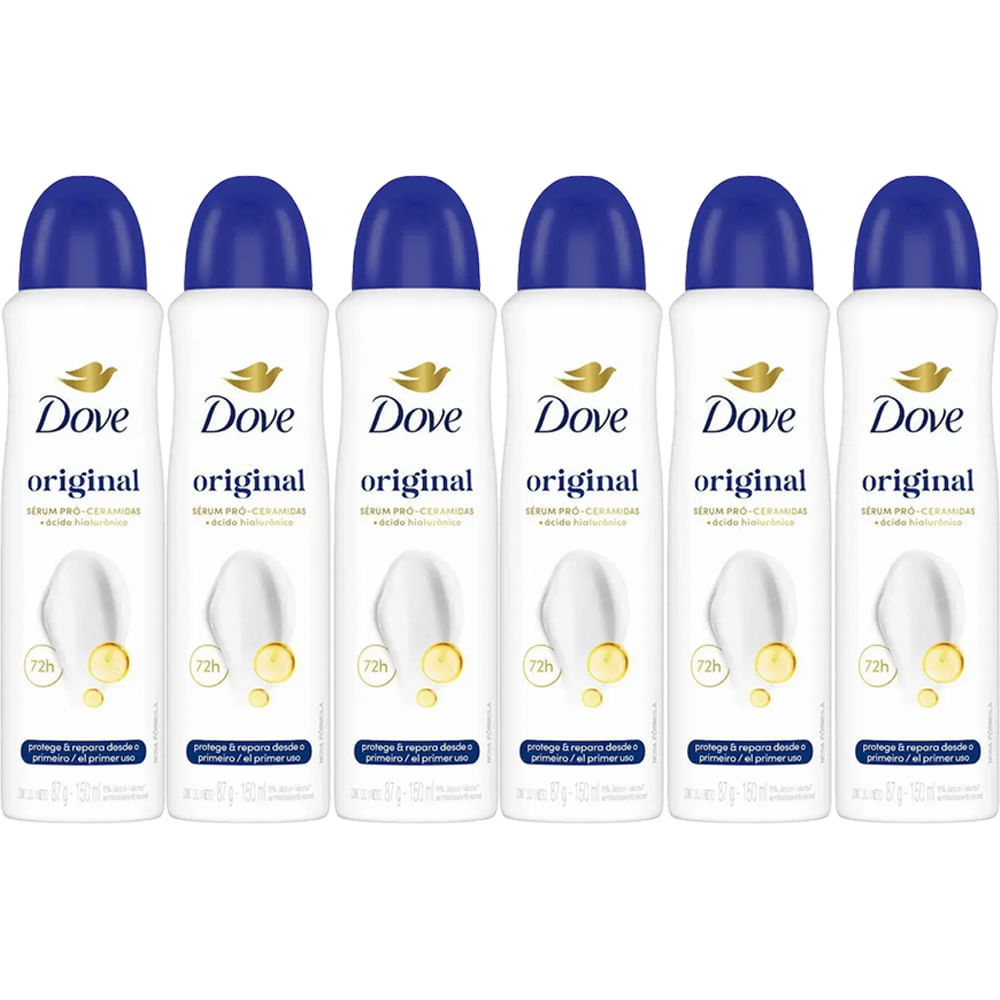 Kit Desodorante Dove Original Aerosol 150ml/89g - 6 Unidades em Oferta na Shopee