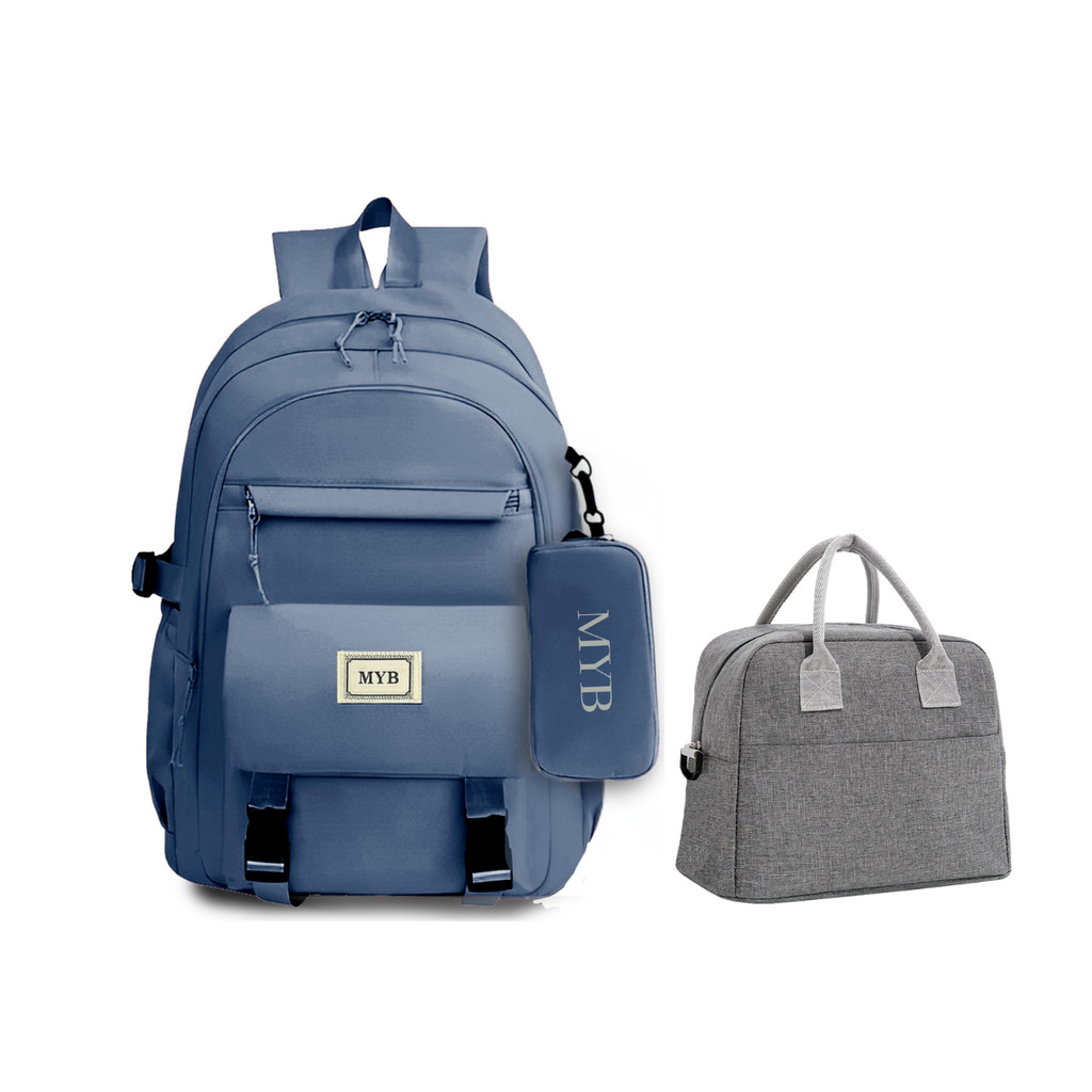 Kit Mochila Feminina Escolar 3 Peças Bolsas Lancheira Estojo  Bolsa Termica Necessaire