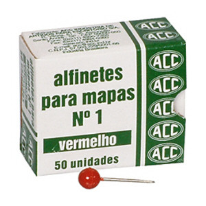 Alfinete para mapa NR 01 vermelho com 50 unidades ACC Alfinete para mapa NR 01 vermelho com 50 unidades ACC