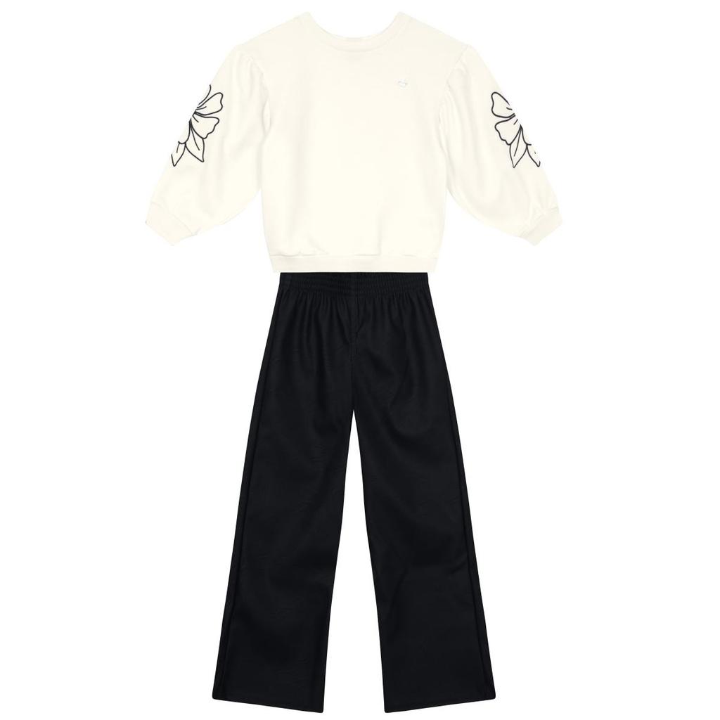 Conjunto infantil menina com bordado floral Mundi
