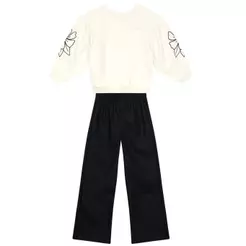 Conjunto infantil menina com bordado floral Mundi