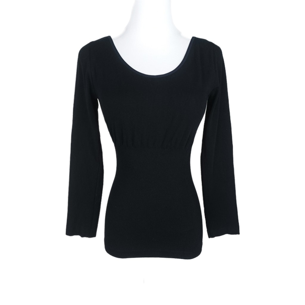 Roupa interior térmica fina feminina roupas de outono roupa interior baixo pescoço fino-ajuste corpo de manga comprida c
