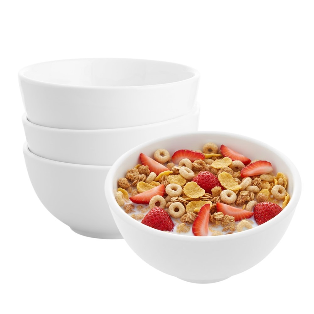Jogo 4 Bowl de Porcelana Tigela Caldo Sopa Porções Branco Clean 330ml Lyor