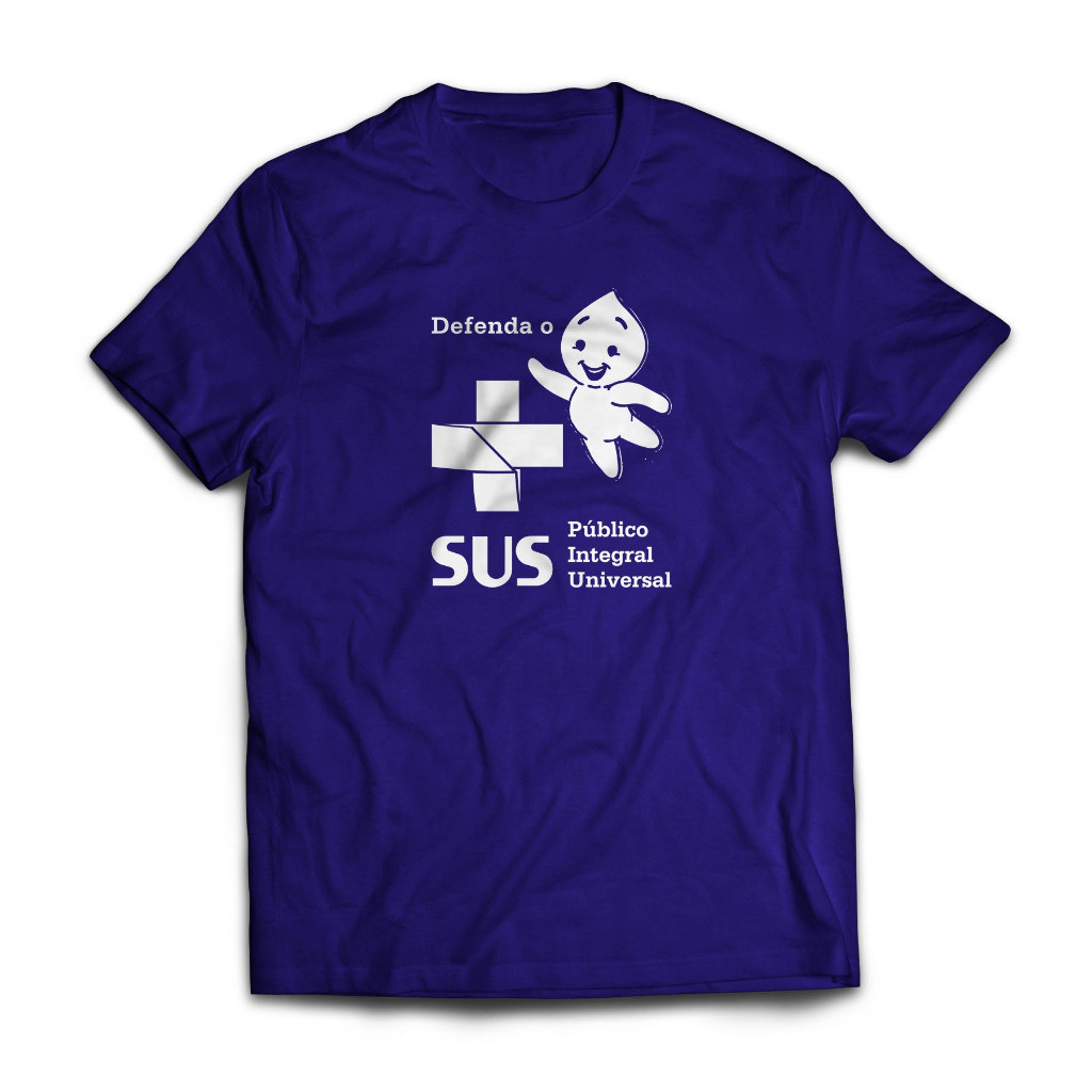 Camiseta "Defenda o SUS" - Serigrafia em algodão fio 30 ENVIO IMEDIATO VELVIT VERENA