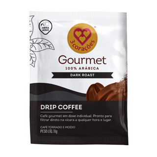 Café 3 Corações Gourmet 100% Arábica Drip Coffe Dark Roast Sachê 11g em Oferta na Shopee