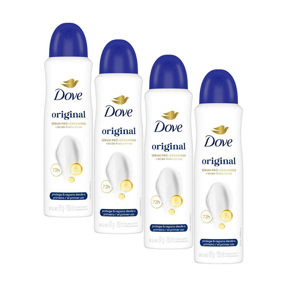 Kit 4 Desodorantes Dove Antitranspirante Aerossol Original 150ml em Oferta na Shopee