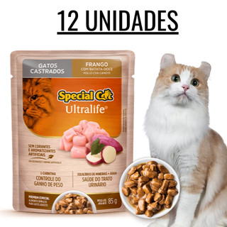 Ração Úmida Special Cat Ultralife Sache Castrado Frango 12x85G