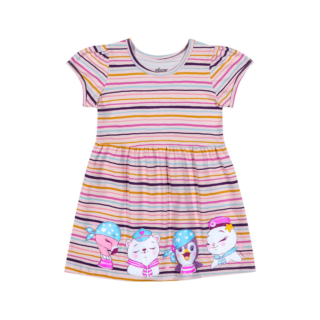 Vestido Bebê Menina Listrado Curto Elian Rosa em Oferta na Shopee