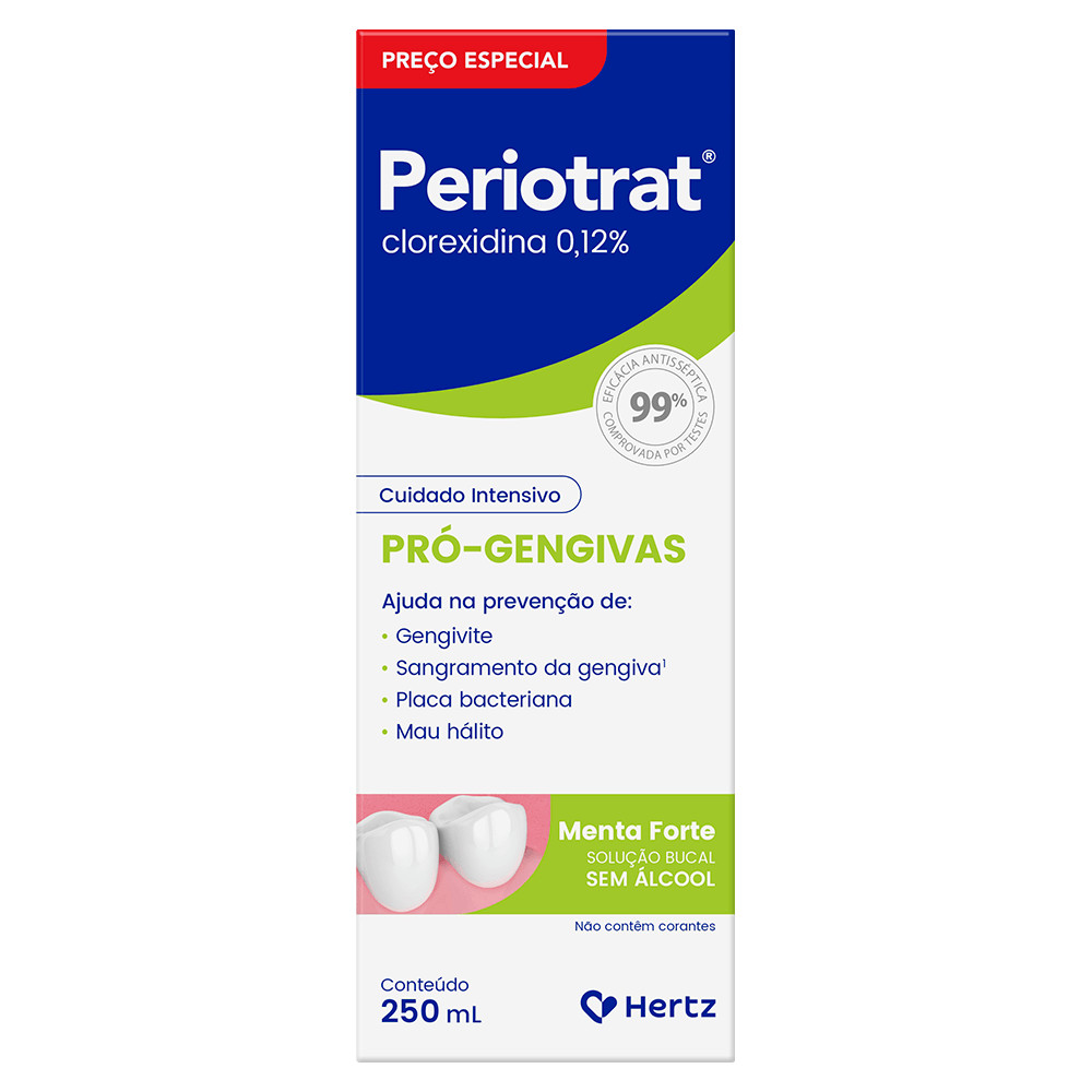 Periotrat 0,12% Pró Gengivas Solução Bucal Sabor Menta Forte Sem Álcool 250ml em Oferta na Shopee