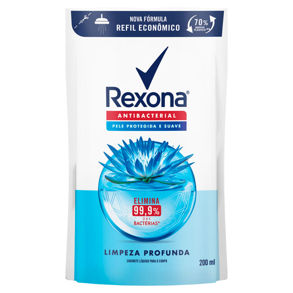 Sabonete Líquido Rexona Antibacterial Limpeza Profunda Refil 200ml em Oferta na Shopee