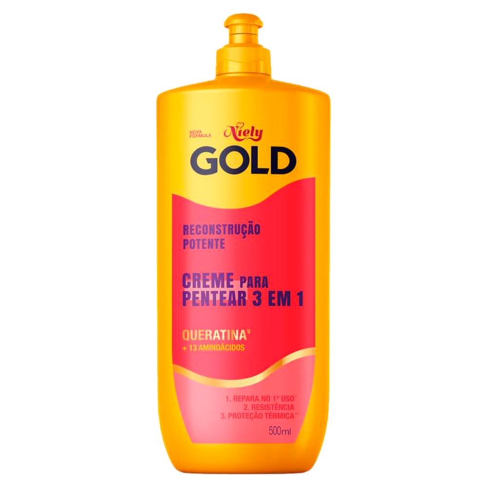 Creme de Pentear Niely Gold 3 em 1 Reconstrução Potente 500ml em Oferta na Shopee