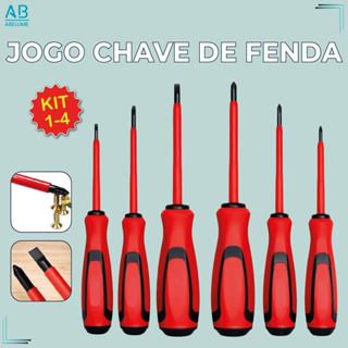 Jogo de Chaves de Fenda Philips Isoladas 6 Peças com Imã Cabo Emborrachado e Ponta Magnética em Oferta na Shopee