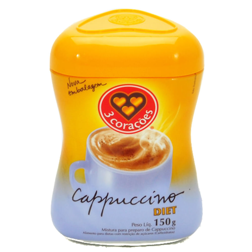 Cappuccino 3 Corações Diet Pote com 150g em Oferta na Shopee