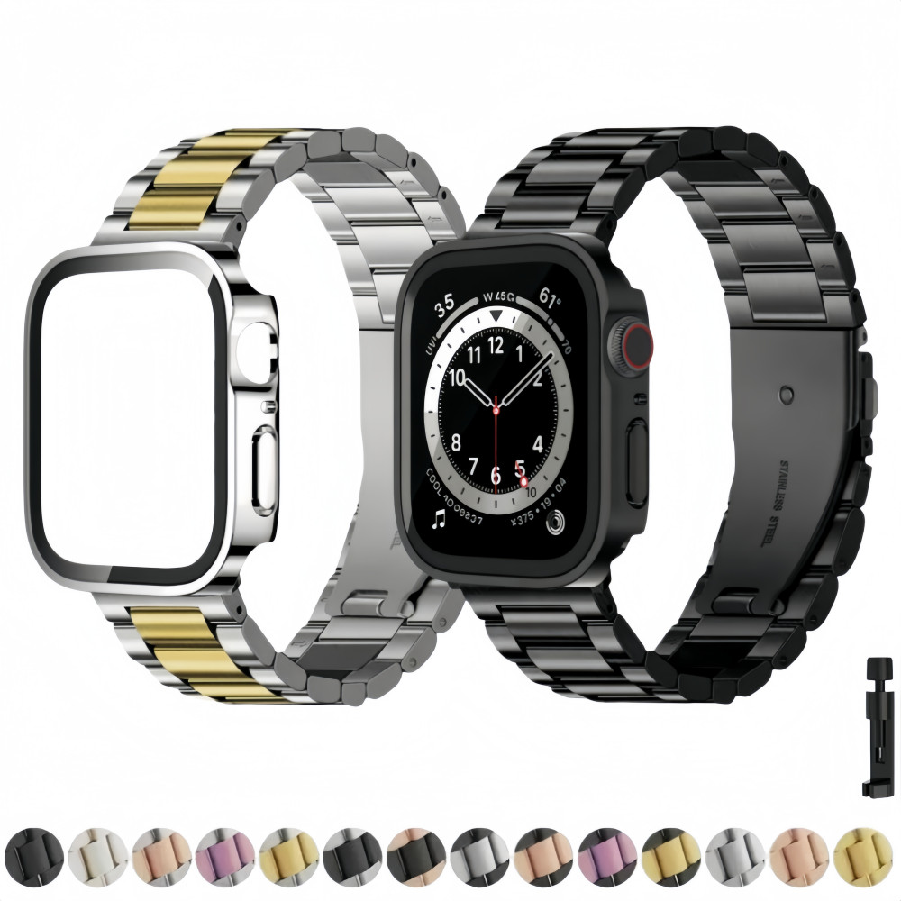 Pulseira De Aço inoxidável+Capa De Proteção Kit Para Apple Watch 10 42mm 46mm 44