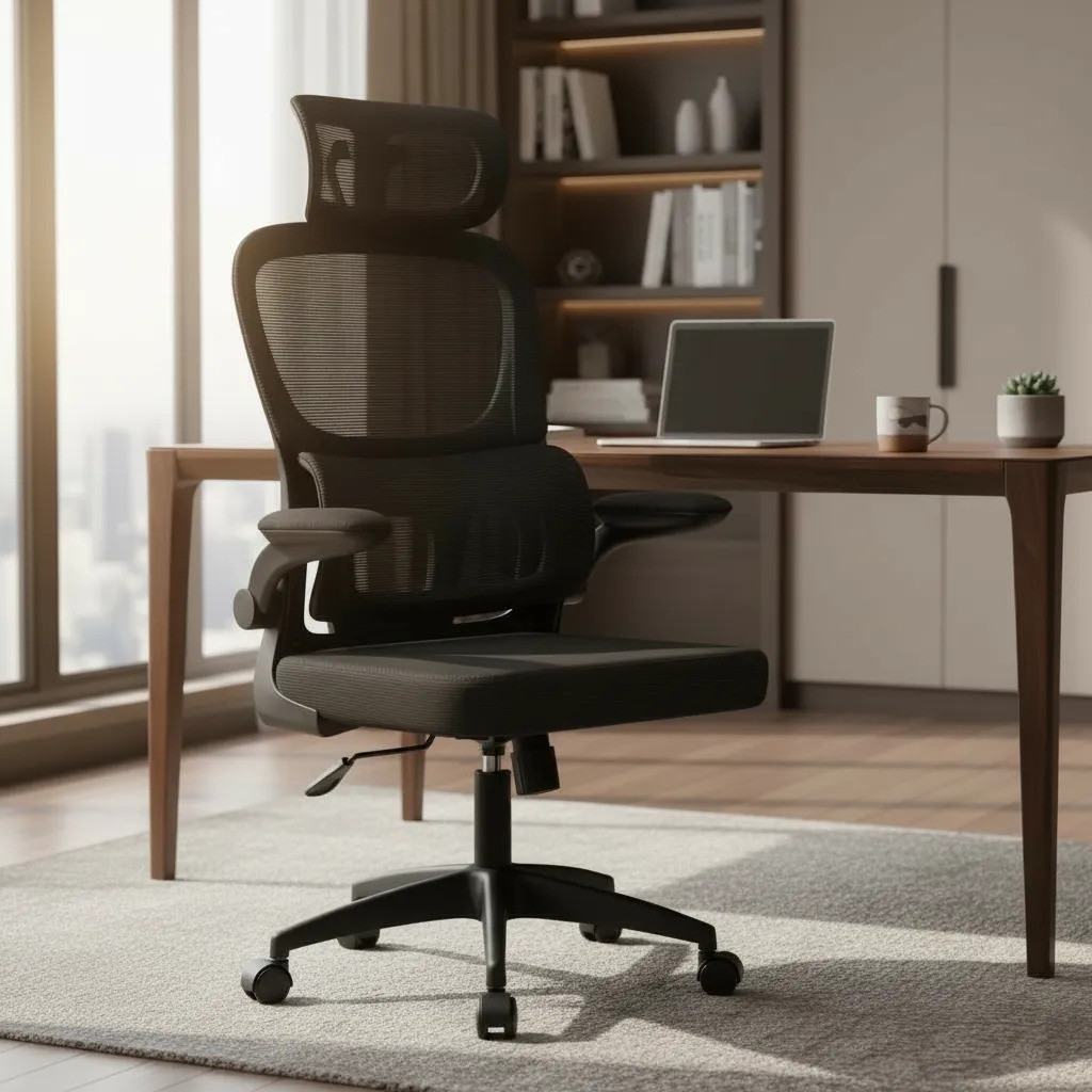 Cadeira De Escritório Ergonômica Com Apoio Lombar E Cabeça