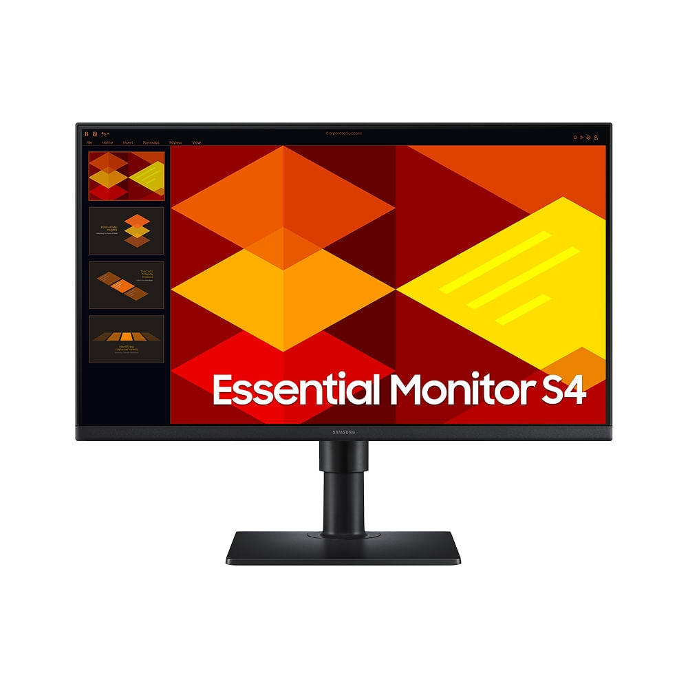 Monitor Samsung 24", FHD, ajuste de altura, 100Hz, USB Hub, Display Port, HDMI, Preto, S4 em Oferta na Shopee