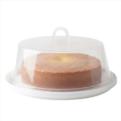 Boleira Plástica Grande 30cm Redonda com Tampa Cúpula Transparente para Conservação de Bolo e Torta