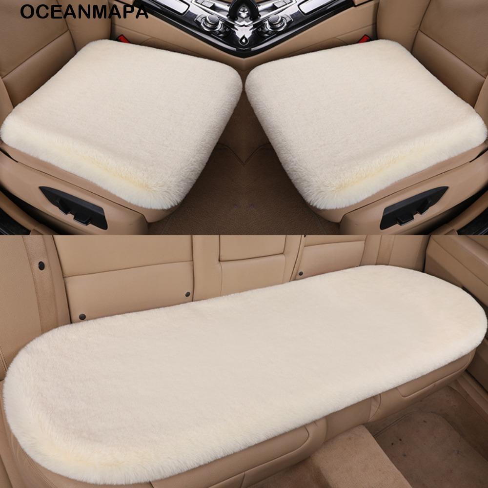 Capa De Assento De Carro De Pelúcia OCEANMAPA , Almofada Quente De Cabelo De Coelho Artificial , Tapete Grosso E Confort