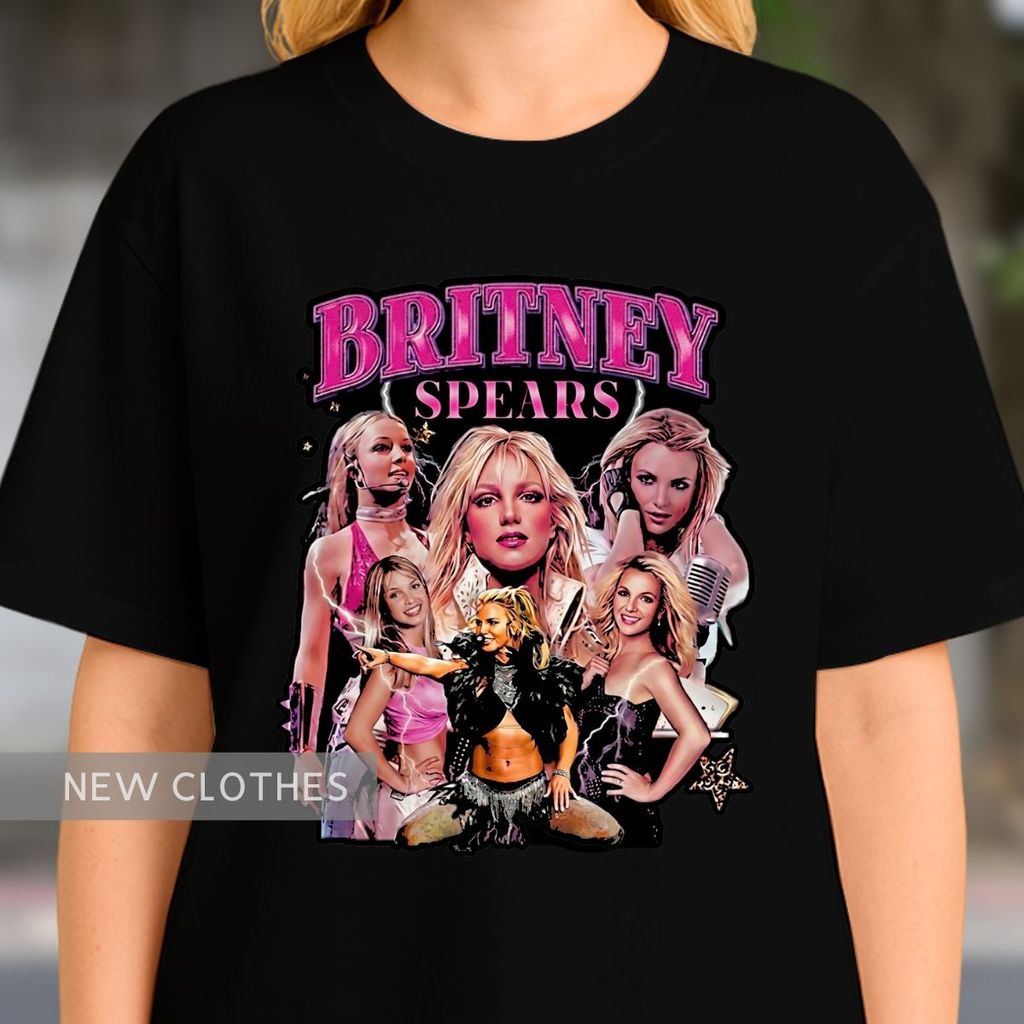 Camiseta Britney Spears Estilo Retro 90s Princesa do Pop Ícone da Música Fotos Colagem Vintage Fan Club