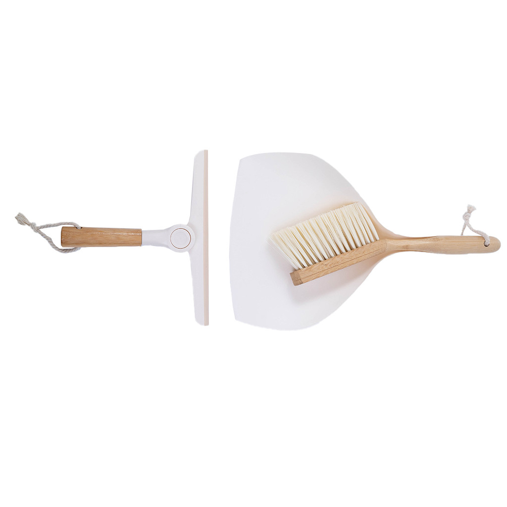 Kit Escova de Bambu E Rodo de Pia Off-White - Oikos