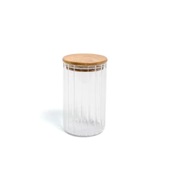 Pote 800ml de Vidro Canelado com Tampa de Bambu de Mantimento - Oikos