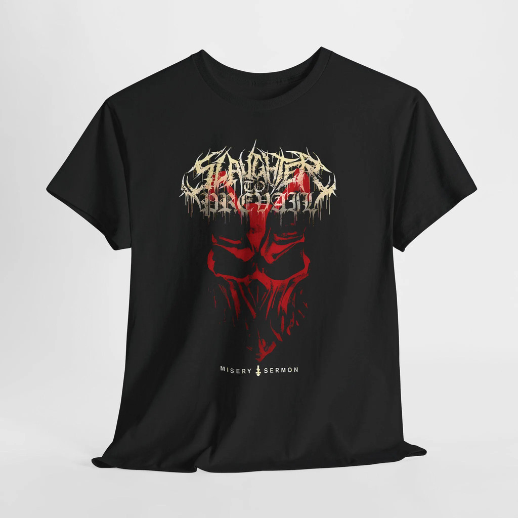 Camiseta Masculina Feminina Oversized Estampa Banda Slaughter to Prevail Misery Sermon T-shirt Streetwear Rock Heavy