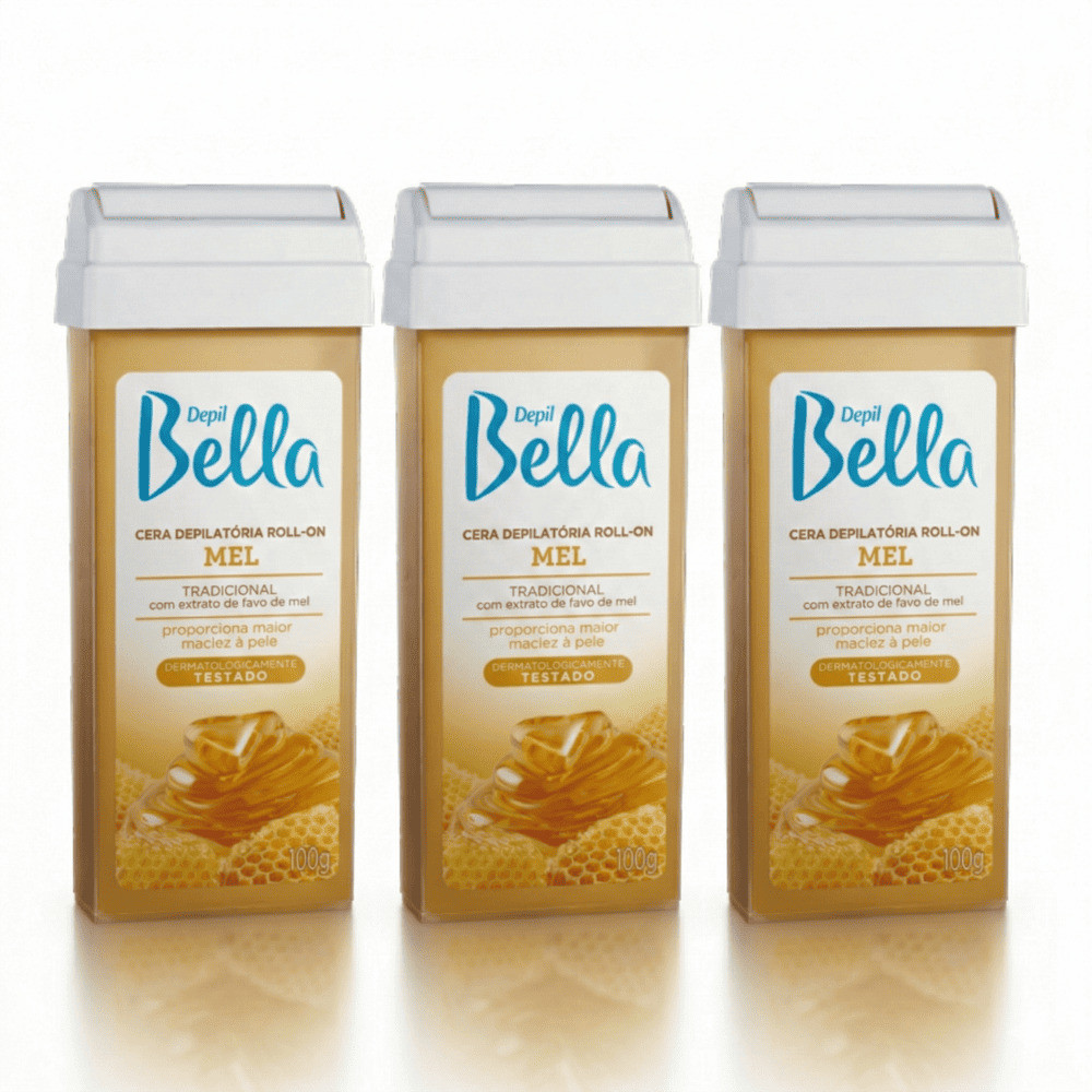 Kit 3 Ceras Depilatória Depil Bella Roll-on Mel 100g em Oferta na Shopee