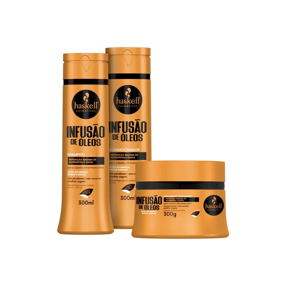 Kit Haskell Infusão de Óleos 300ml/300g (3 itens) Nutrição profunda