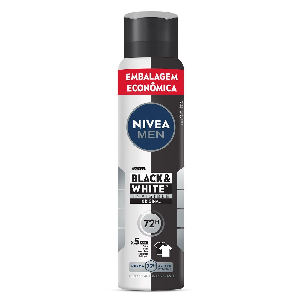 Desodorante Nivea Men Invisible Black & White Aerosol Antitranspirante 200ml em Oferta na Shopee