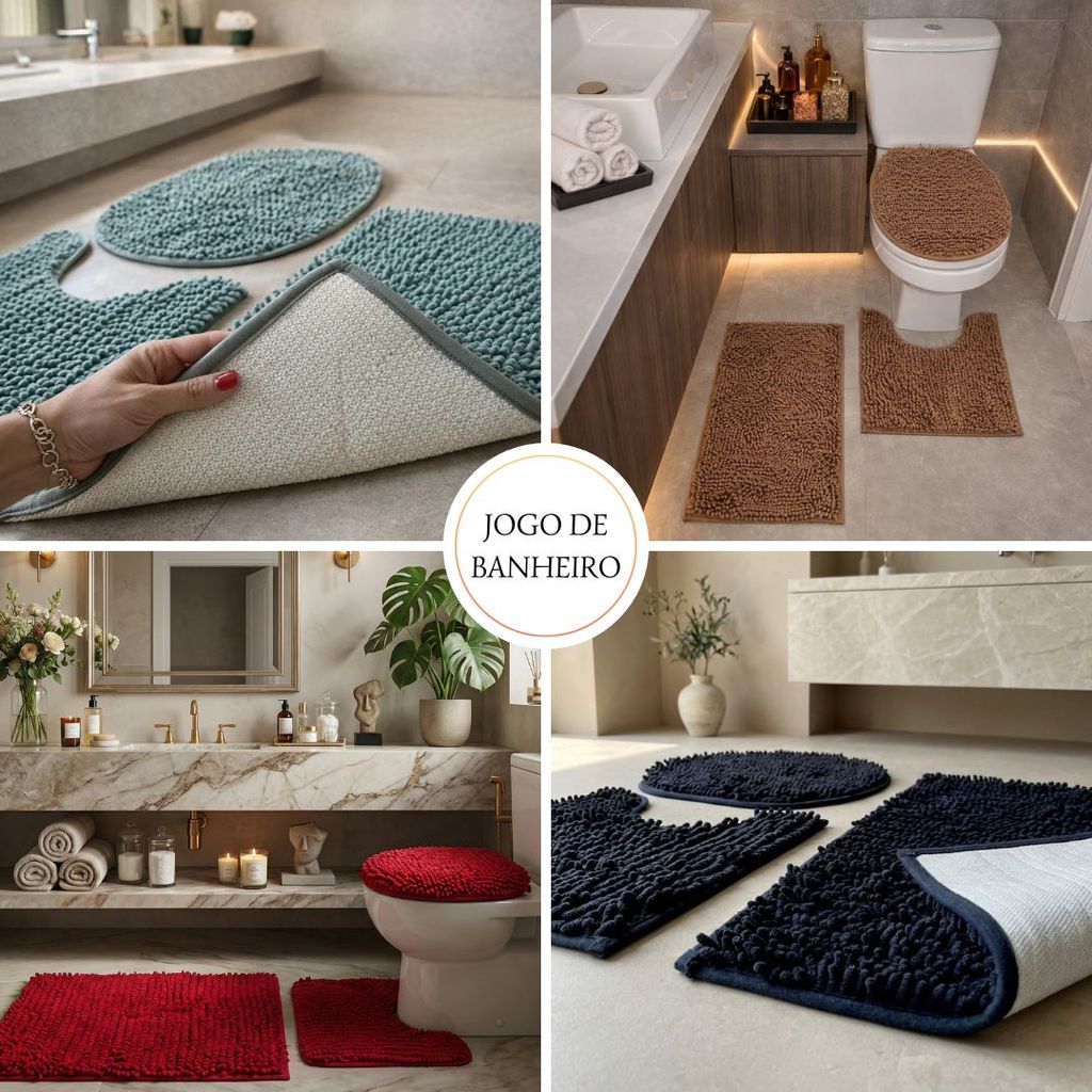 Kit Banheiro 3 Peças – Tapetes Antiderrapantes Bolinha Minhoca para Piso Seguro e Confortável em Oferta na Shopee