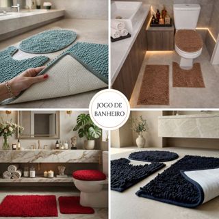 Kit Banheiro 3 Peças – Tapetes Antiderrapantes Bolinha Minhoca para Piso Seguro e Confortável em Oferta na Shopee