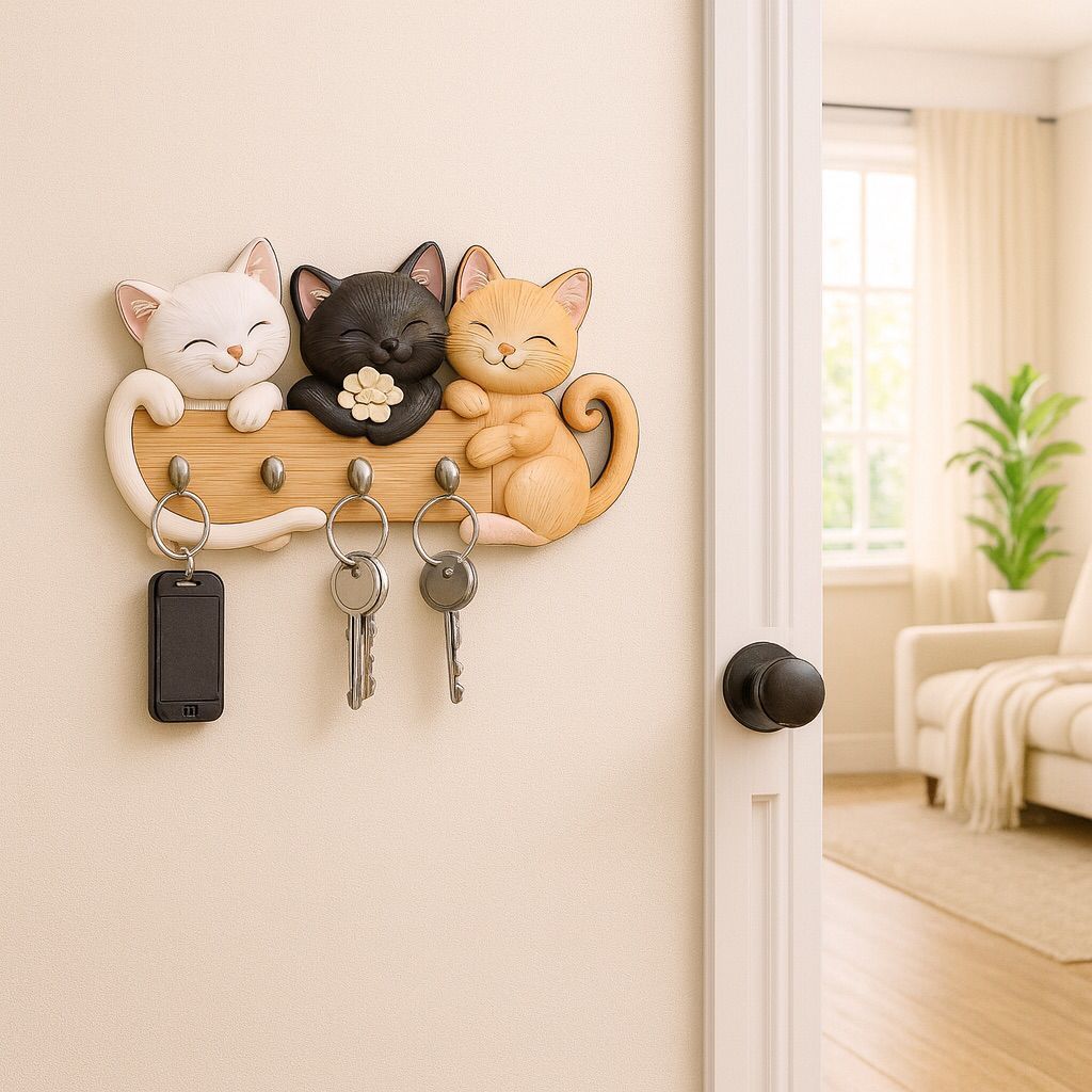 Decoração de Porta ou Parede - Porta Chaves 3 Gatinhos
