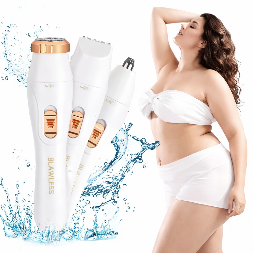 Depilador Feminino Elétrico 3 em 1 com Cabeçotes para Rosto Corpo Sobrancelha e Nariz