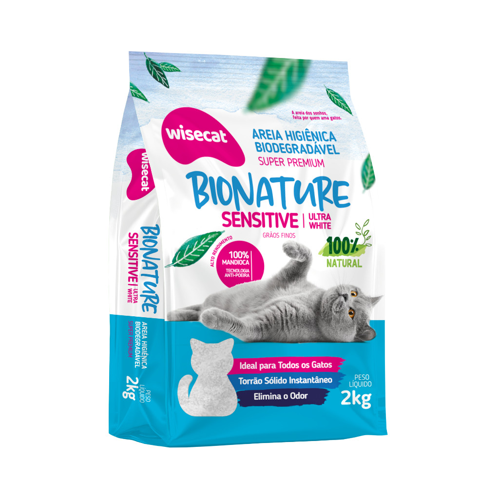 Imagem Wisecat - Areia Higiênica Bionature (Azul) - Biodegradável - Sensitive - Super Premium - 2 Kg