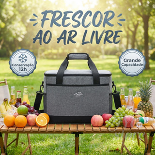 Bolsa térmica isolada de grande capacidade, bolsa térmica portátil para piqueniques e acampamentos ao ar livre. em Oferta na Shopee