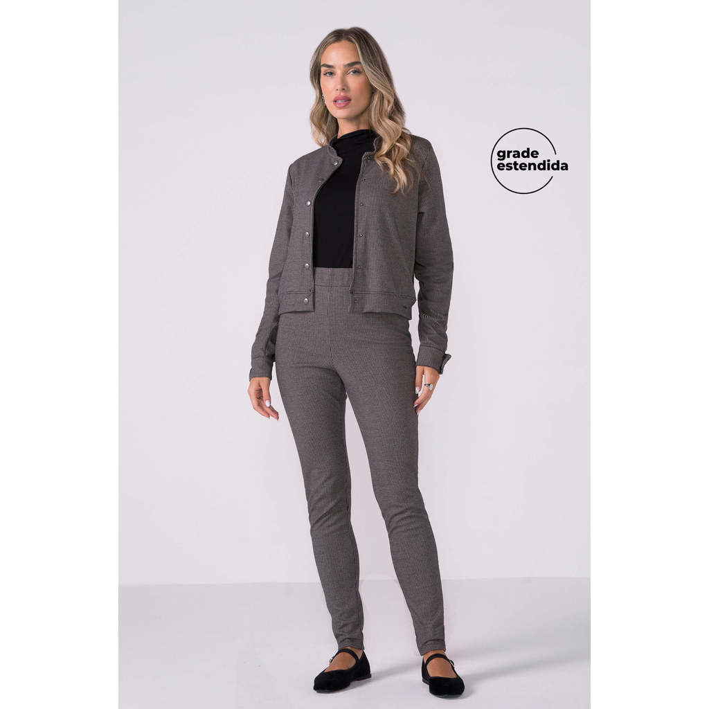 Calça Feminina Ajustada Texturizada Marialícia Preto