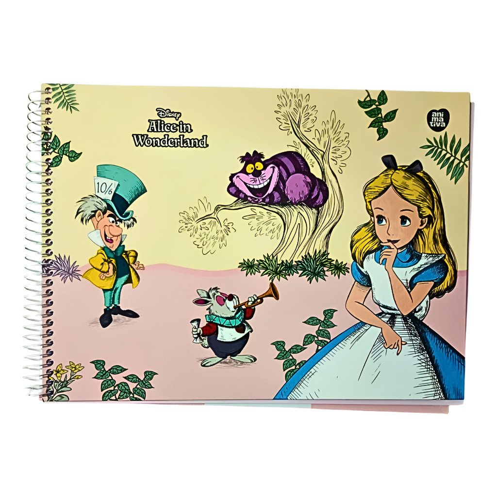 Caderno Desenho Cartografia Alice Wonderland 60 Fls Adesivos