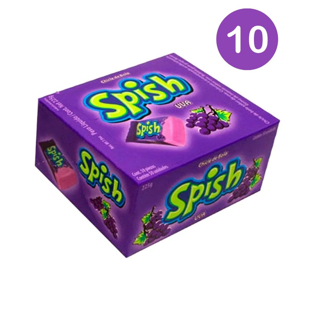 Kit 10x Chiclete Spish Sukest Roxo Uva C/40