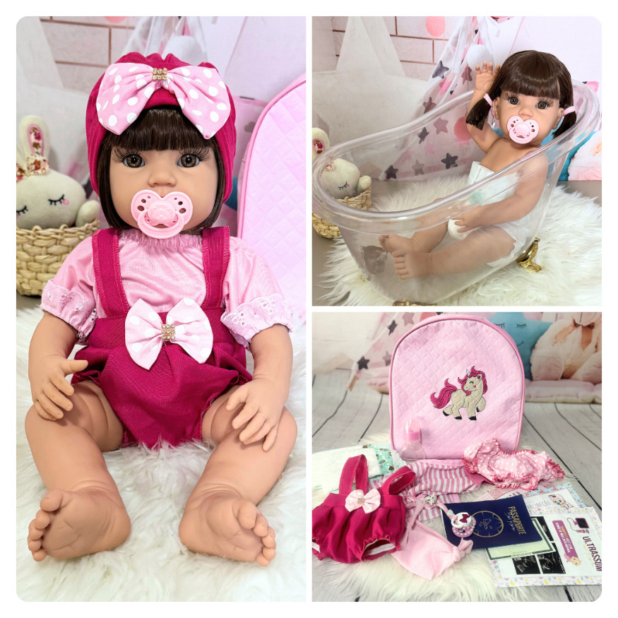 Bebê Reborn Boneca Realista Barata Pode Molhar + Itens Com Acessórios