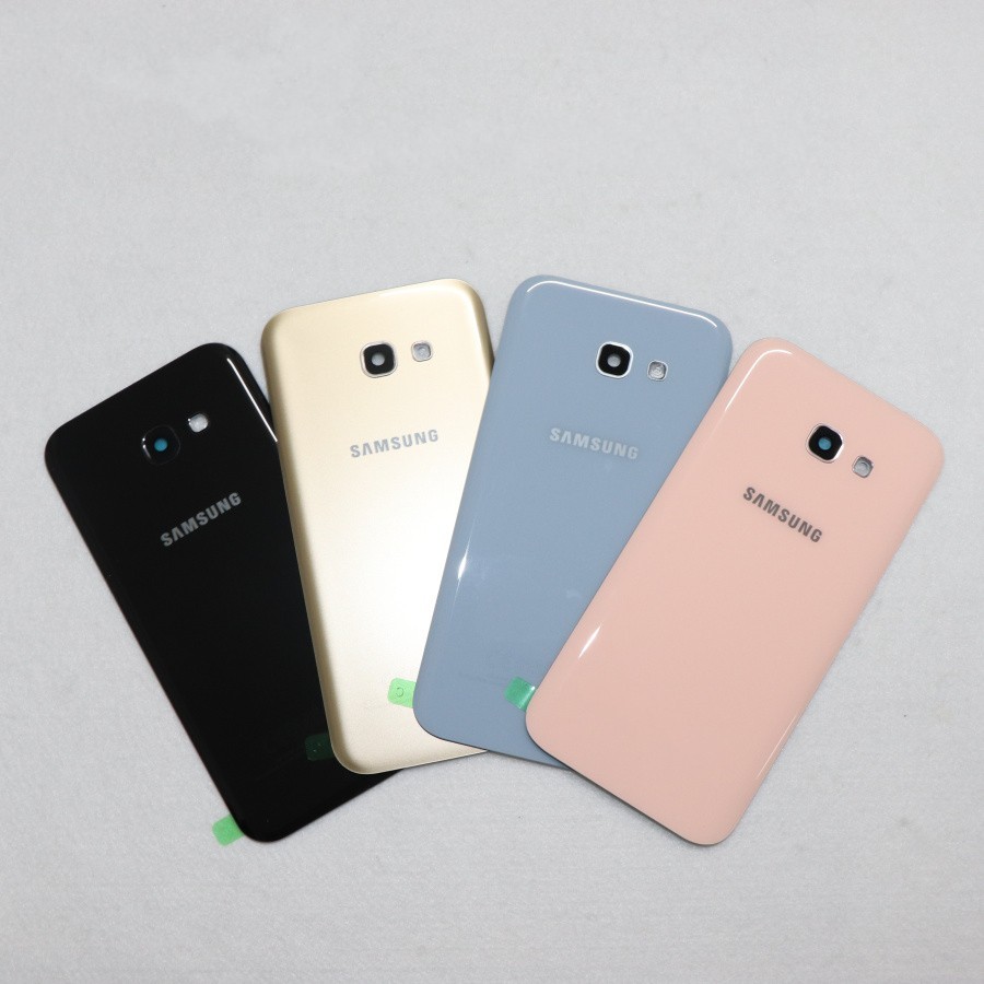 Para Samsung Galaxy A3 A5 A7 2017 A320 A520 A720 Voltar Bateria Capa De Vidro Porta Traseira Habitação Caso Com Lente Da