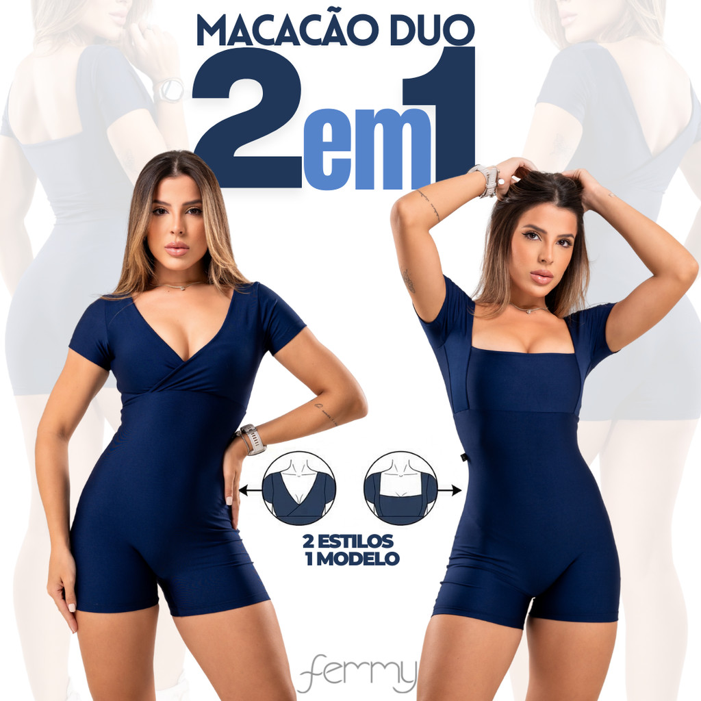 Macacão 2 em 1 DUO  Zero Transparência Fitness Premium Legg Feminino Academia Treino EXCELENTE QUALIDADE em Oferta na Shopee