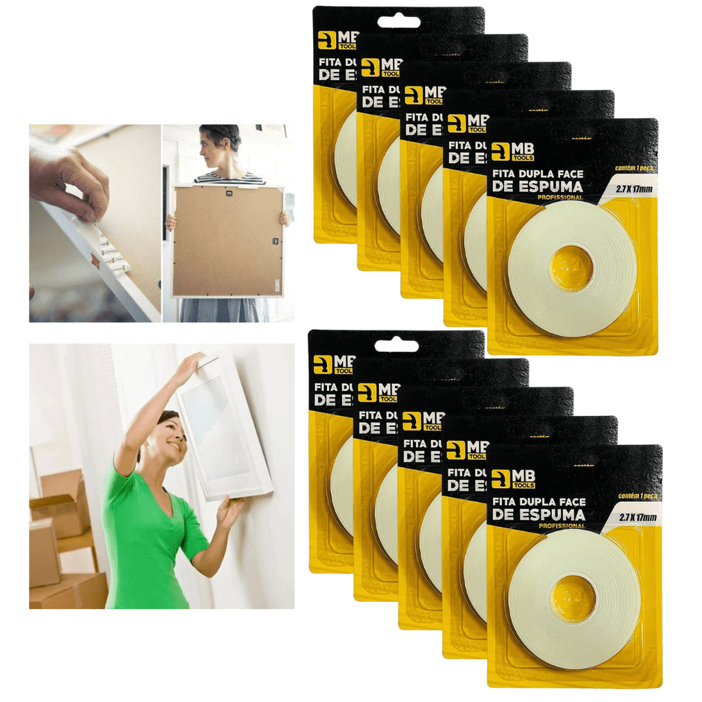 Kit 10 fitas adesiva dupla face de espuma, em rolo 2,7 x 17mm em Oferta na Shopee