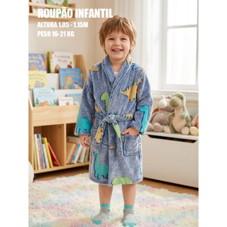 Roupão Infantil Frio Macio Microfibra Menino Menina
