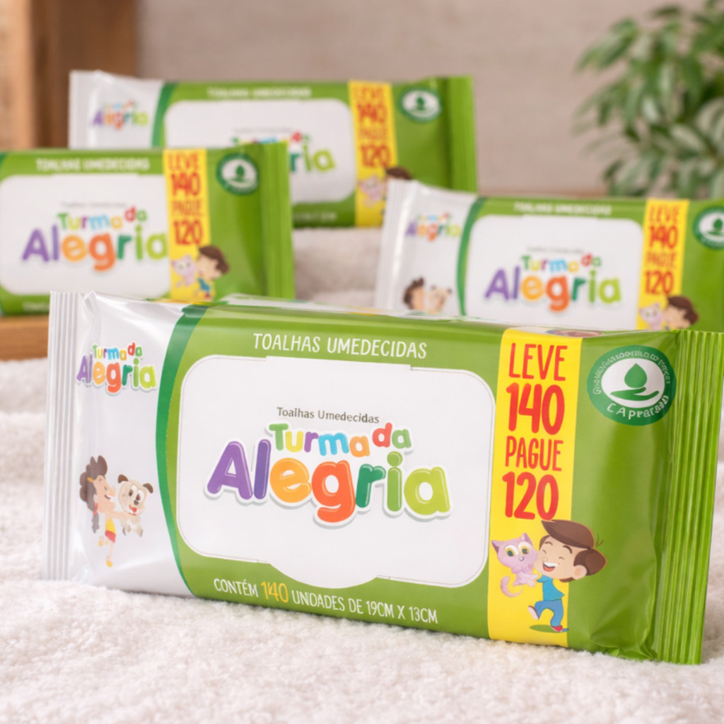 Kit 1120 Lenço Umedecido Turma da Alegria Toalhinha Umedecida Bebê Higiene Infantil Pele Sensível