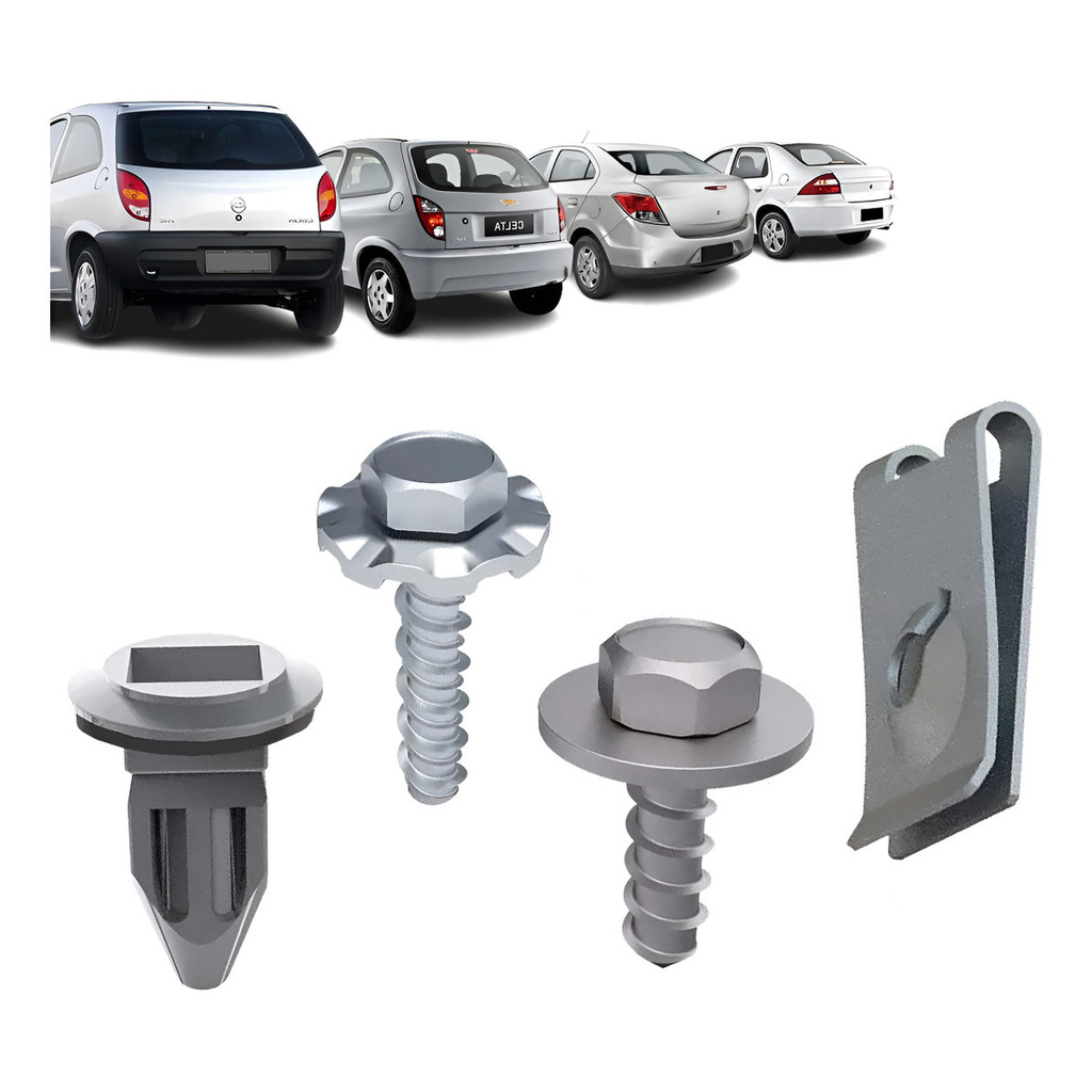 KIT FIXACAO PARACHOQUE TRAS CELTA 01/12 PRISMA 07/16 (KIT 18 PCS) Grampos Presilhas Reparo Automotivo