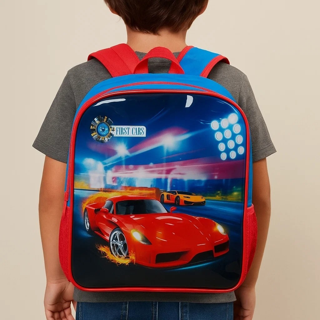 Mochila carros vermelha relampago mcqueen infantil escolar bolsa caderno passeio resistente de achadinhos