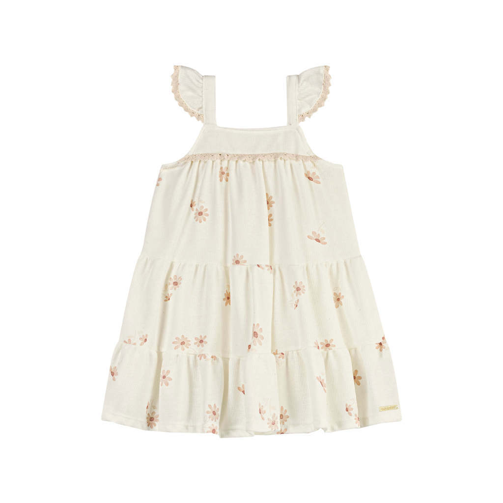 Vestido Infantil Menina Margaridas Colorittá Bege em Oferta na Shopee