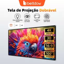 Tela de Projeção Dobrável Anti-Luz BETTDOW 4K ALR 100/120” | Cinema em Casa de Alta Definição 16:9 Fácil Instalação