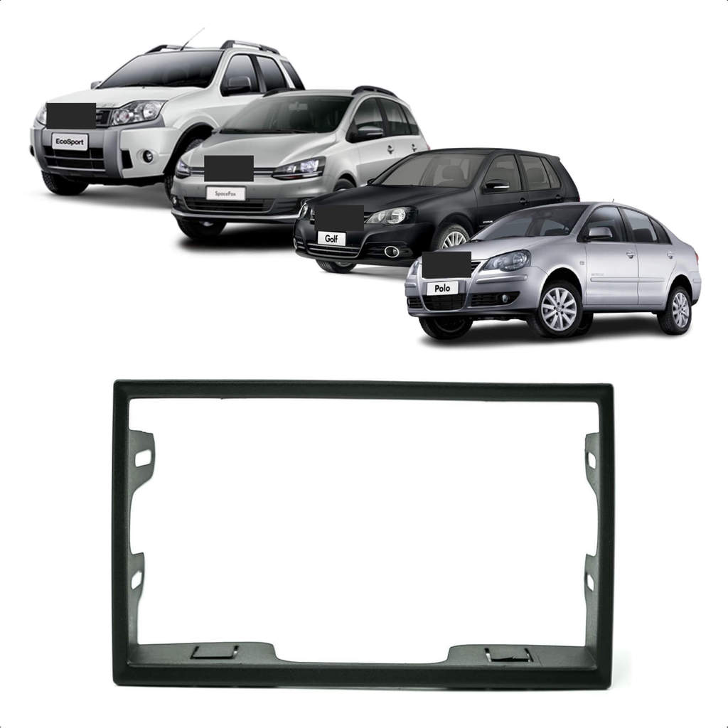 Moldura 2 Din Black Piano Golf 1999-2012 Polo 1993-2023 Fox Novo Space Fox 2010-2013 Expex-EPX 488