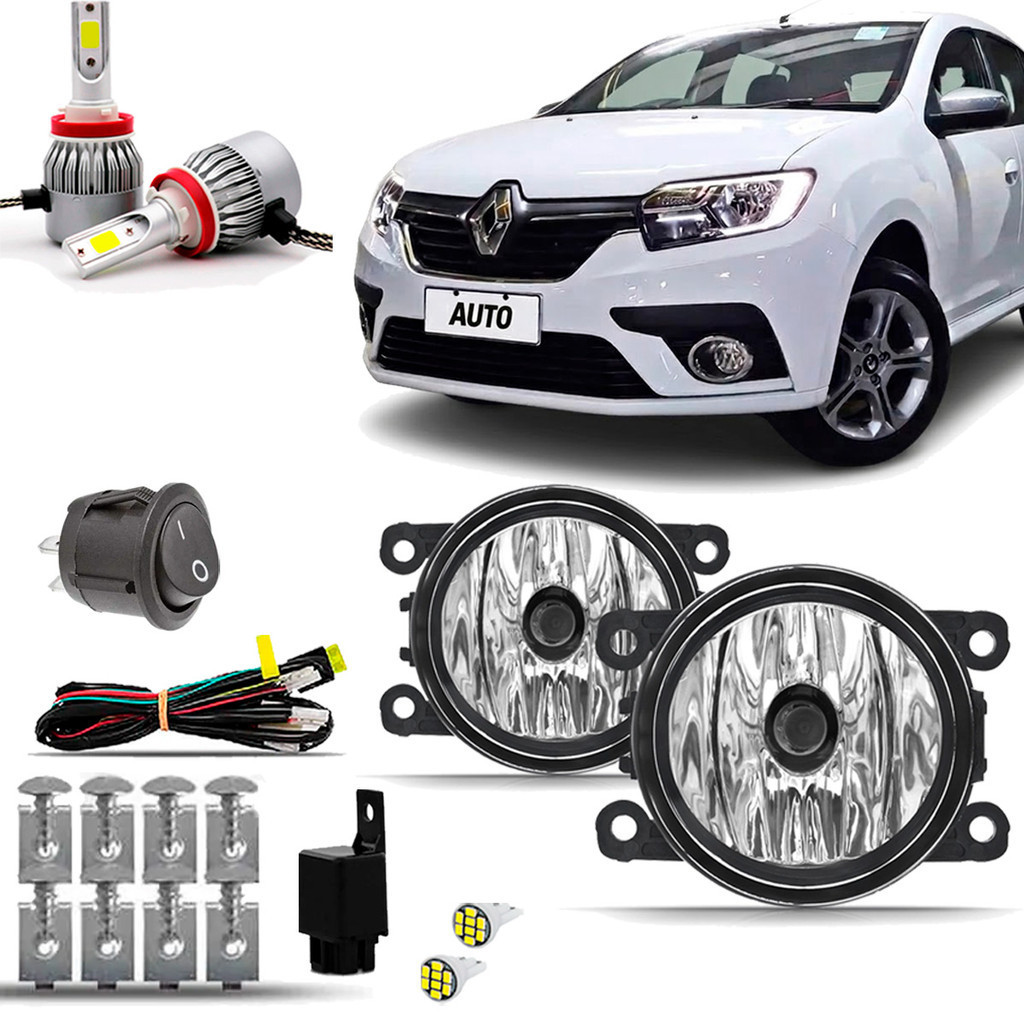 Kit Farol Milha Neblina Auxiliar Farolete Cibie Completo Renault Sandero 2020 2021 2022 Super Led 6000K em Oferta na Shopee